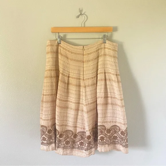 Oscar de la Renta women’s brown and beige a-line skirt size 16 boho fairy - Picture 2 of 9